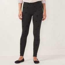 Lauren Conrad Leggings- Charcoal Flower