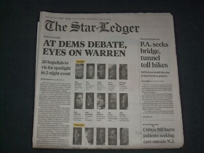 2019 JUNE 26 THE STAR-LEDGER NEWSPAPER - DEMOCRATIC CANDIDATES' 2020 DEBATES