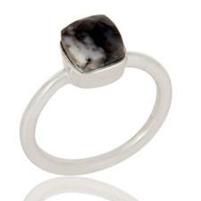 Natural Dendritic Opal Gemstone 925 Sterling Silver Ring Exclusive Jewelry