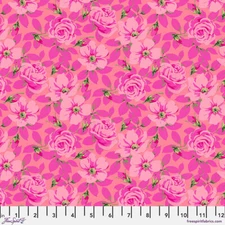 MARTHA NEGLEY NATION OF FLOWERS PINK ROSES NEW YORK FLORAL COTTON FABRIC HY