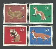 Germany Stamps 1967 Youth Hostel - Fur Animals - MNH