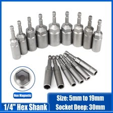 80mm Length Hex Deep Socket 1/4" Hex Shank Nut Driver Bit Impact Driver Drill