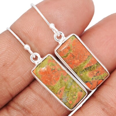 Natürliche Unakit 925 Sterling Silber Ohrringe Schmuck CE46427
