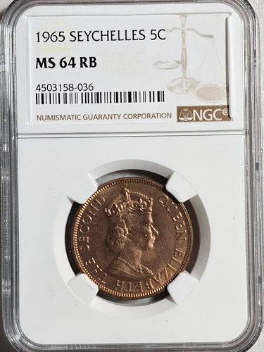 Seychelles 5 Cents 1965 NGC MS 64 RB