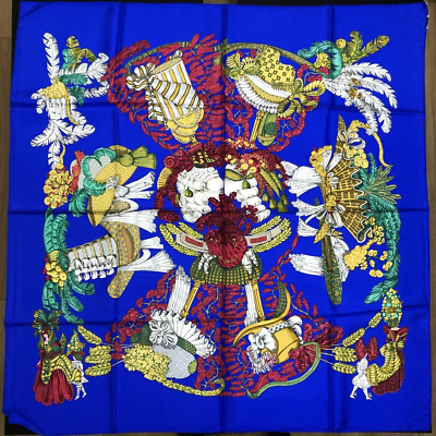 Rarely Used w/Minor Damage HERMES Silk Scarf CHAPEAU! 90 France