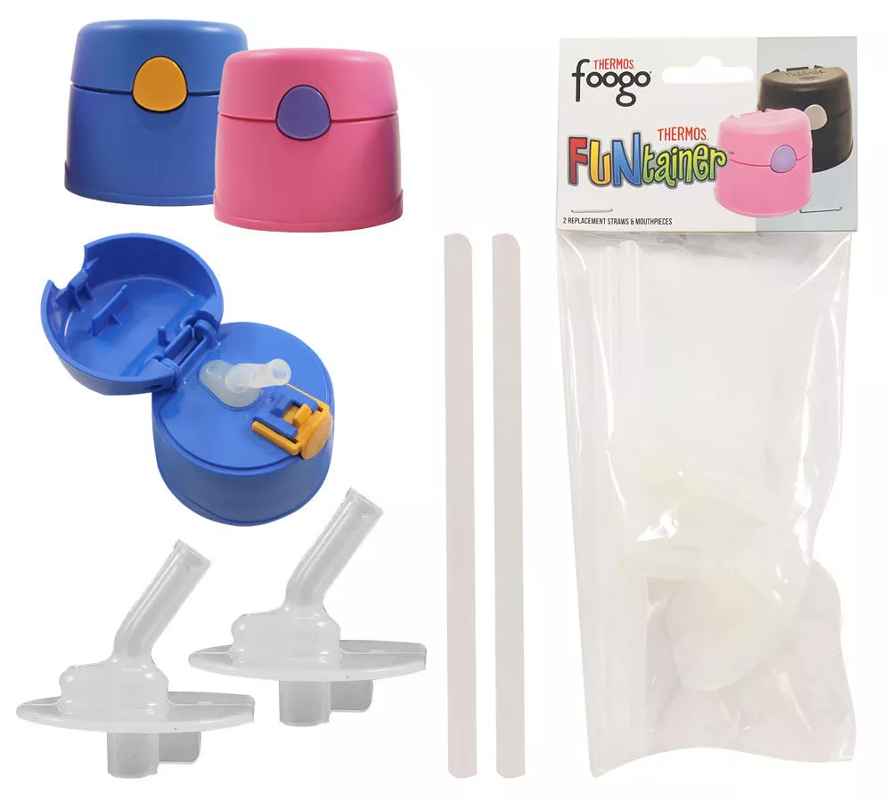 New! THERMOS Funtainer + Foogo 2 Replacement Straws & Mouthpieces Set  (F400RP)