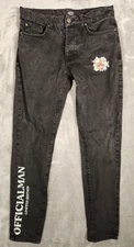 BoohooMan Jeans Mens 32X30 (Tag 32) Officialman Limited Edition Black Button Fly