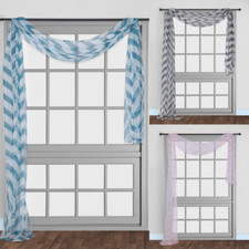 1PC CHEVRON SCARF VALANCE VOILE SHEER WINDOW DRESSING CURTAIN NEW 37"W X 216" L