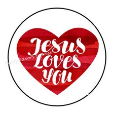 30 JESUS LOVE YOU ENVELOPE SEALS LABELS STICKERS PARTY FAVORS 1.5" ROUND