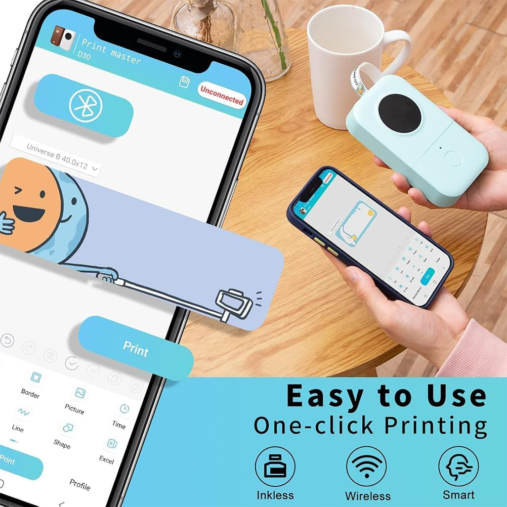 Bluetooth Mini Label Printer for Phone – D30 Portable Smart Label Maker Machine-image