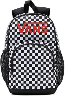 Vans Alumni Backpack Checkered University College School Bag Black White Red