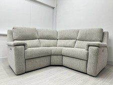 G PLAN ‘Harper Loom Shale’ 3 Piece Small Corner Fabric Sofa 2 Power Recliners