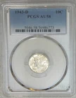 1943-D Mercury Dime PCGS AU58 looks FB Frosty Just Graded New Holder #D119A