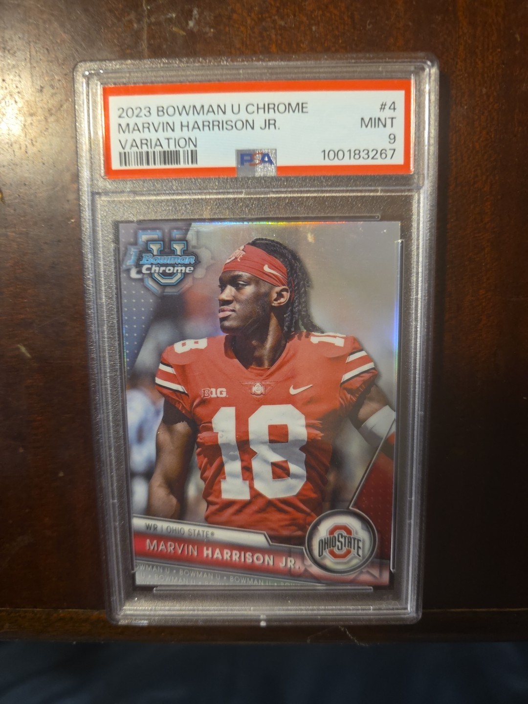 Marvin Harrison Jr (RC) PSA 9 Variation SP Cardinals WR 2023 Bowman Chrome U view 3