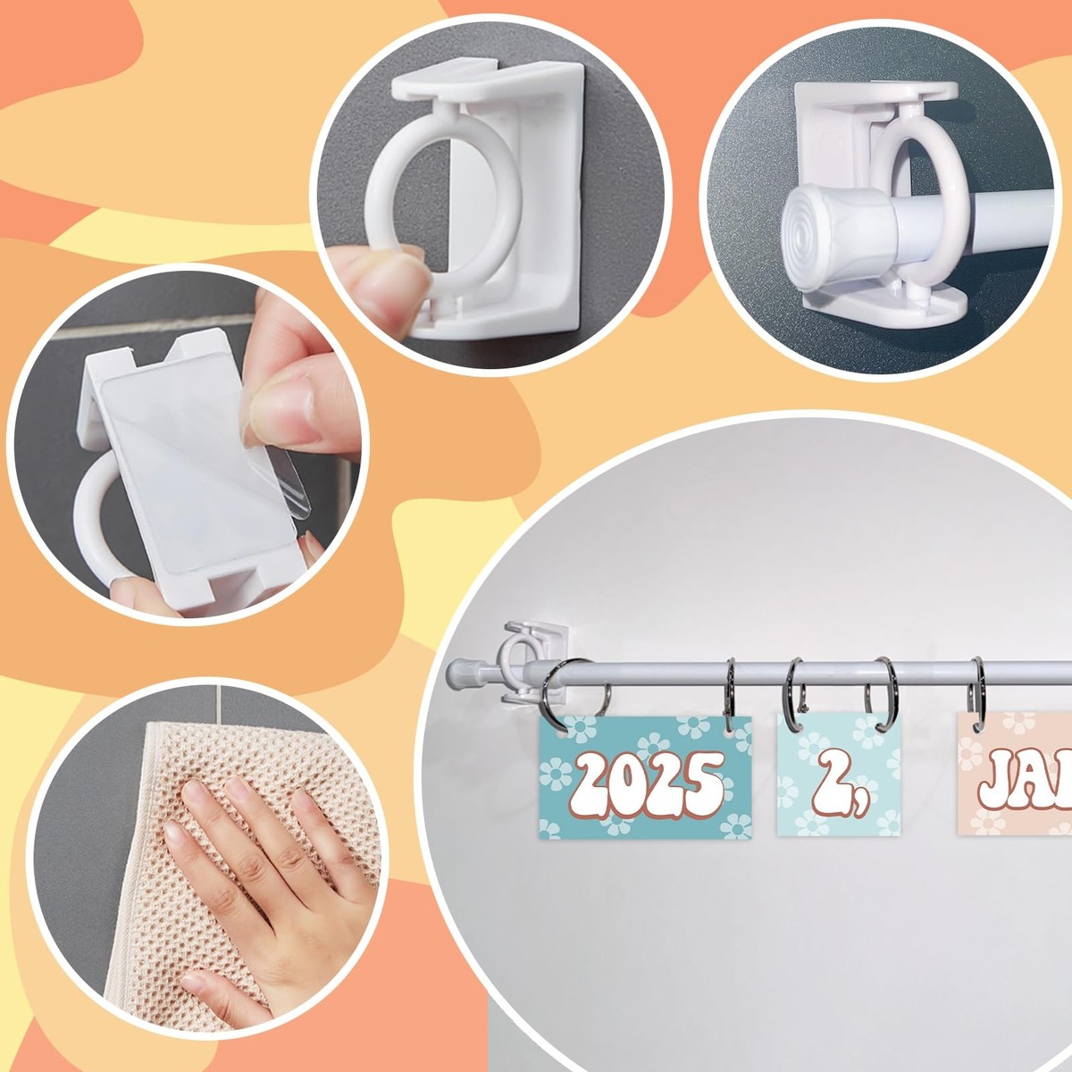Adjustable Flip Calendar Rod Holder 16-28 Inches With 10 Binder Rings - Classroom Whiteboard Chart Holder For Date Cards
