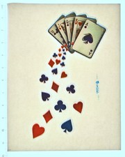 Original VINTAGE 1970s Heat Transfer | Playing Cards Poker Cascade - Factors