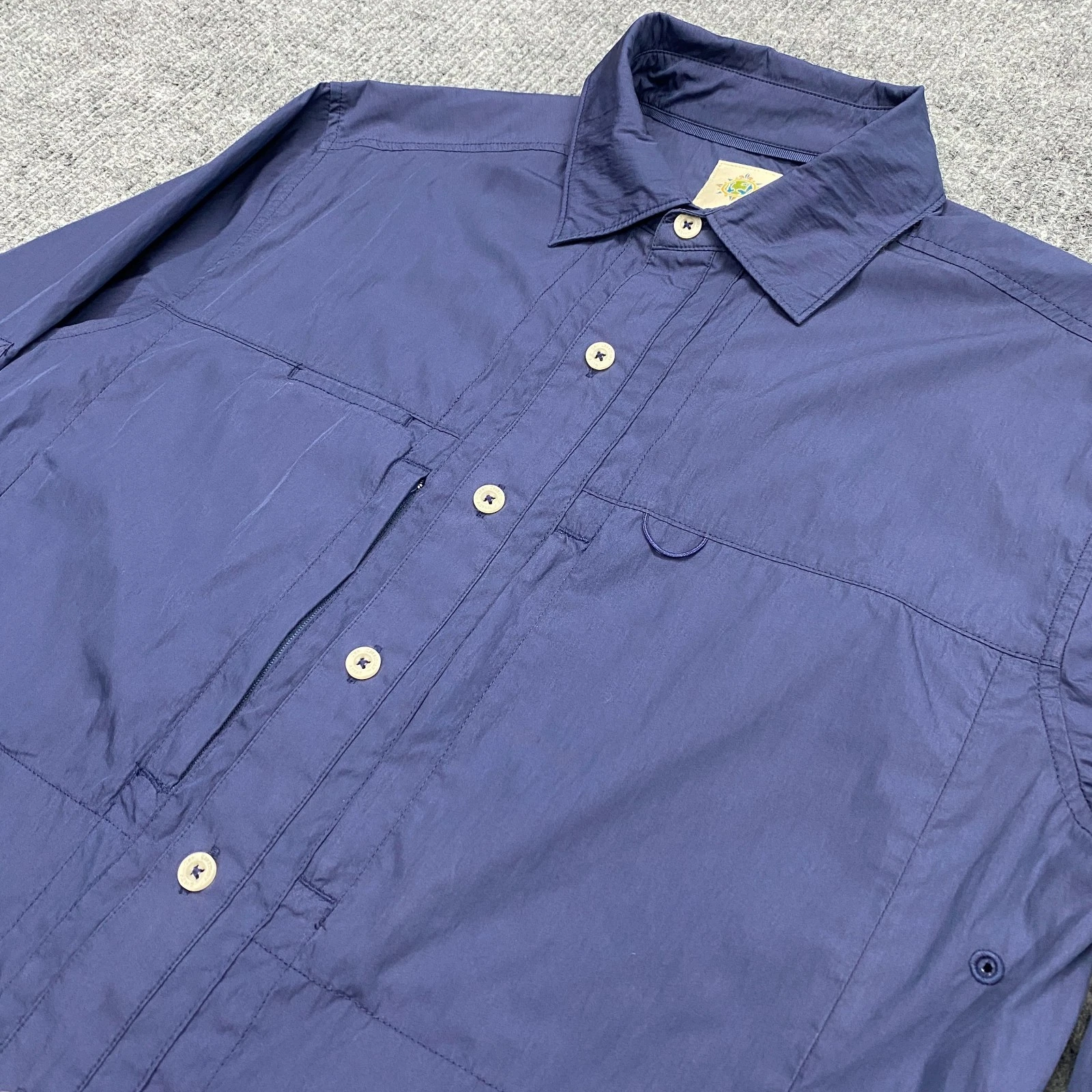 The Territory Ahead Performance Vented Sport Button Up Shirt Mens S Blue Fishing