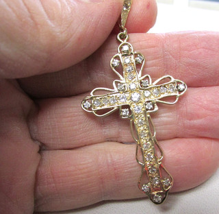 Estate .65 ctw Diamond Cross Pendant for Him or Her 14k Gold with NO RESERVE