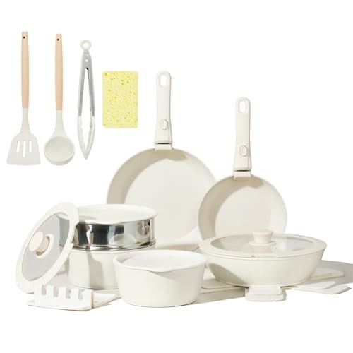 Antihaft Keramik Kochgeschirr Set 21 Teile mit abnehmbarem Griff, 21 Teile Kochgeschirr Set - Bild 4 von 7