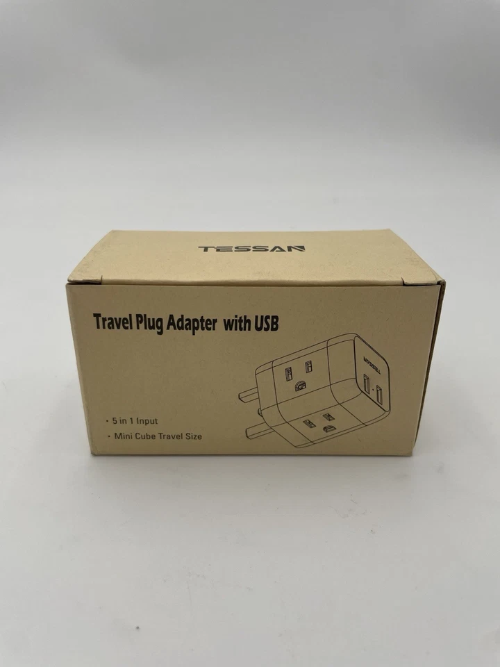 Adaptador de enchufe de viaje TESSAN 10 unidades con USB, enchufe de EE. UU. a Reino Unido, NUEVO en CAJA Foto 2 de 4