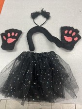 Girls Cat Outfit, Skirt, Tail, Paws, Headband