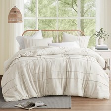 Cream King Size Comforter Set - 3 Pieces Pintuck Pleated Bedding Sets King, All