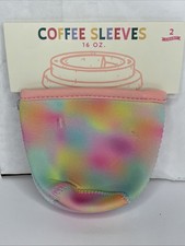 2 - Reuseable 16oz Coffee Hot Drink Sleeves, Paper Cup Sleeve Insulator Tie-Dye