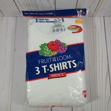 Fruit of the Loom Crew Neck T-Shirts Men's XL White 3-Pack VTG 2003 NEW