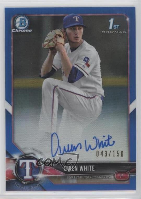 2018 Bowman Draft Chrome Pick Blue Refractor 43/150 Owen White #CDA-OW Auto 0kr0