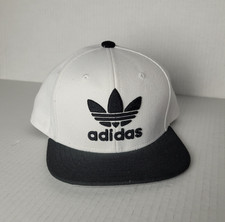 Adidas Hat Cap Snap Back Youth Kids White  Black Cotton One Size