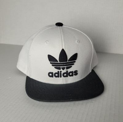 Adidas Hat Cap Snap Back Youth Kids White & Black Cotton One Size