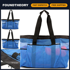Extra Large Mesh Beach Tote Bag with Zipper Pockets - Ideal for Travel Stora