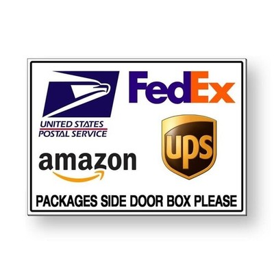 Delivery Instructions Packages Side Door Box Here Sign / Decal   /  Usps Fedex