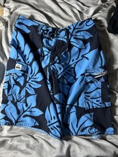 Quicksilver, Boardshorts Men's 31 Blue Floral Tropical Hawaiian Swim Trunk