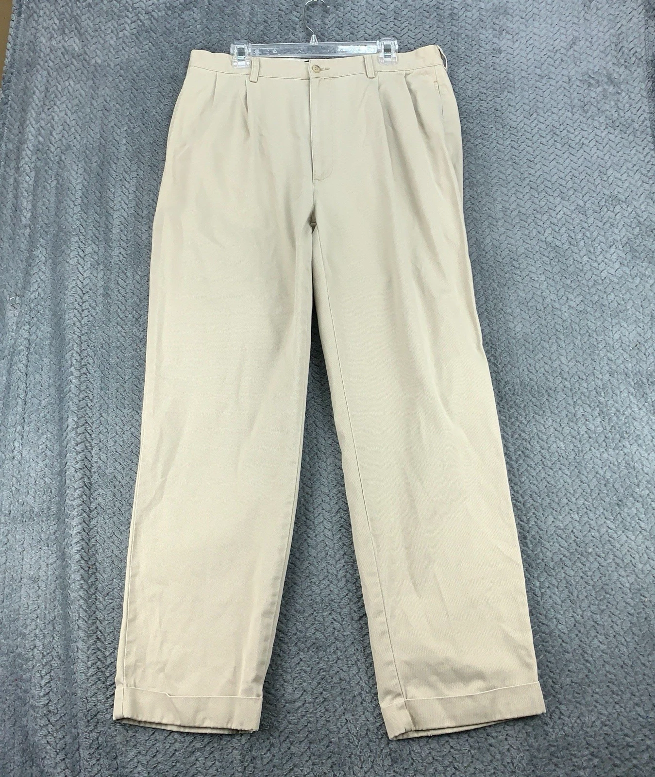 VTG Polo Ralph Lauren Chino Pants Men's 36x32 Tan Hammond Pleated Cuffed