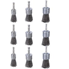 9 Pcs Wire Brush Wheel for Drill, Wire Brush for Drill 1-Inch Crimped End Wir...