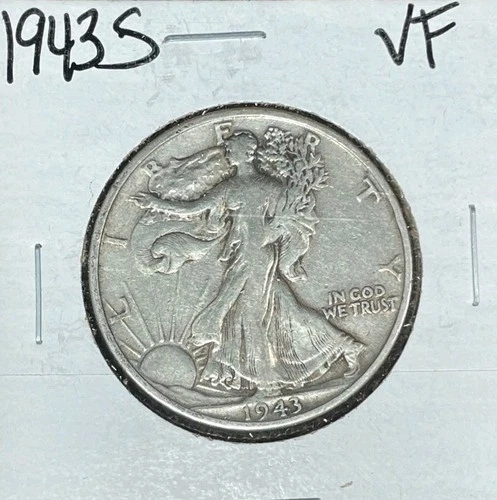 1943-S WALKING LIBERTY SILVER HALF DOLLAR ~  VF ~NICE COIN ~90% SILVER