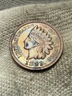 1891 Indian Head Cent Penny AU++++++++ Red Brown Hue High Grade Gem Original