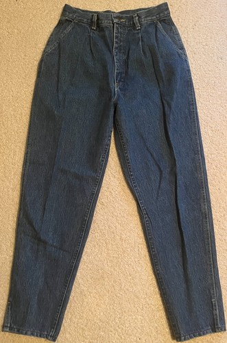 Vintage Lee High Rise Pleated Tapered Cotton Denim Jeans Women 12 - 26 x 27 USA - Image 1