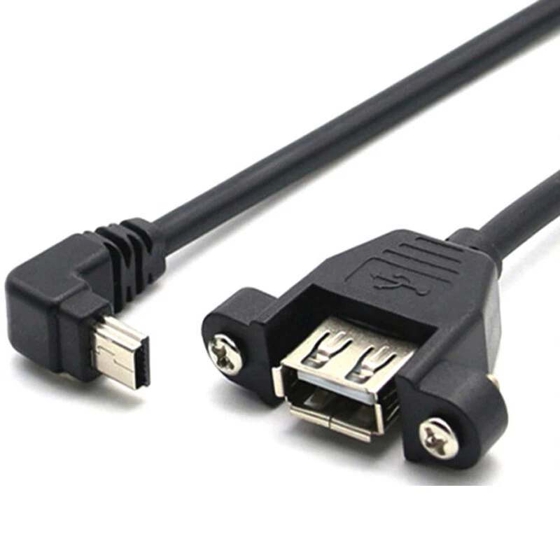 Mini USB Cable With Panel Mount USB A Female to 5Pin Mini B Male Cable 30cm 50cm - Image 4 of 4