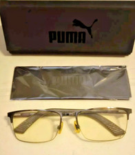 PUMA EYEGLASS FRAME P 000280 008 GUNMETAL GRAY GREEN HALF RIM w/CASE 56/18/140