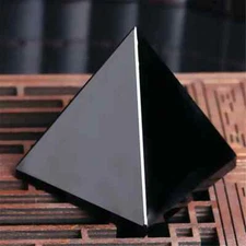 Fengshui Living Room Natural Spirit Energy Pyramid Crystal Black Obsidian Decor