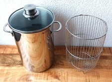 WMF Spargeltopf Kochtopf Topf mit Sieb Cromargan Glasdeckel Silber Edelstahl