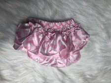 Lot of 3 Baby Girl Pink/White Chevron Ruffle Bottom Diaper Cover Bloomers