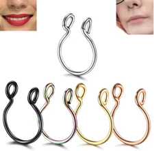 Fashion Jewelry Nose Ring Clip-on Hoop Silver Gold Rainbow Black TK16-3