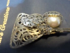 Kat's Creations Angel Brooch Pin Rhinestone and Faux Pearl with Trumpet (CL 56)