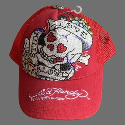 NWT Ed Hardy Christian Audigier skull  trucker cap Size 58
