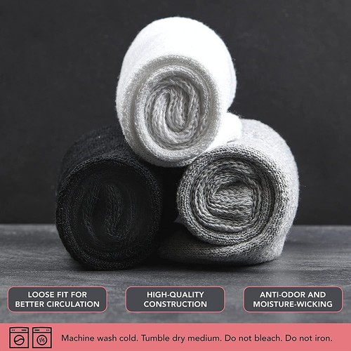 3-12 paia calze uomo circolatorie salute diabetica caviglia/quarto grigio taglia 9-15 - Foto 7 di 8