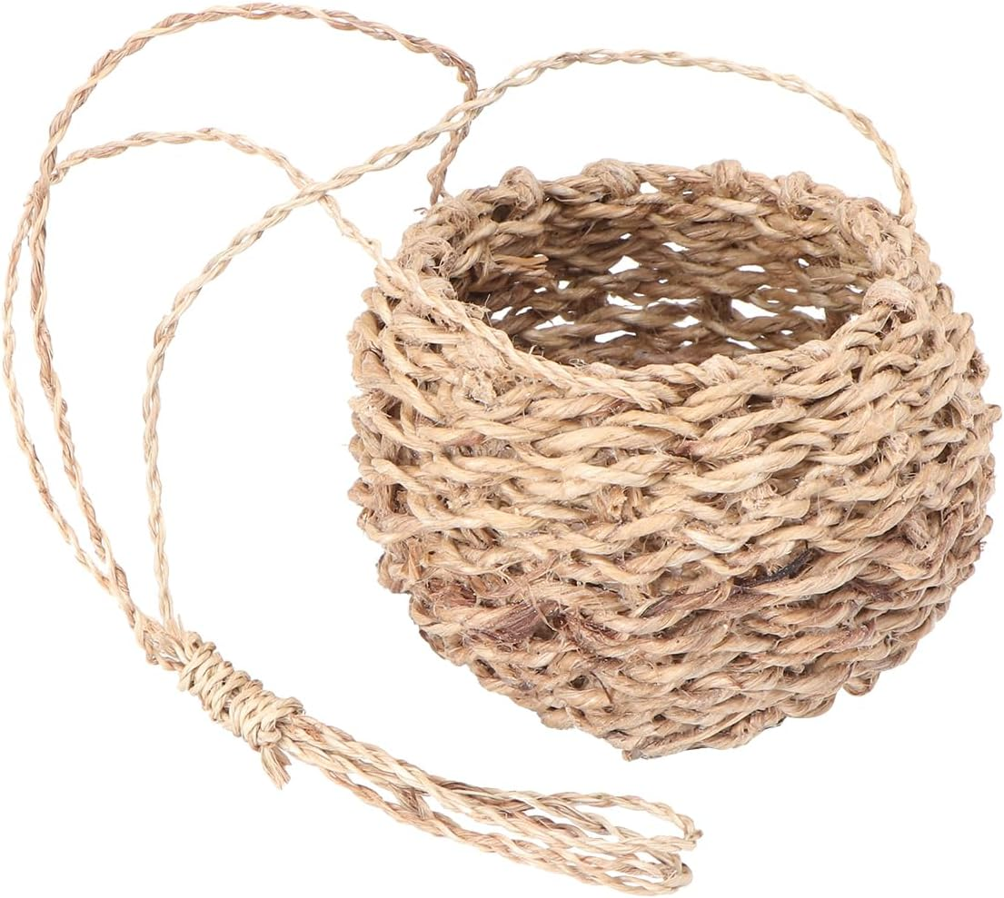 Hanging Planter, Rope Handled Wicker Basket for Indoor Plants, 10X10X9Cm/3.93X3.