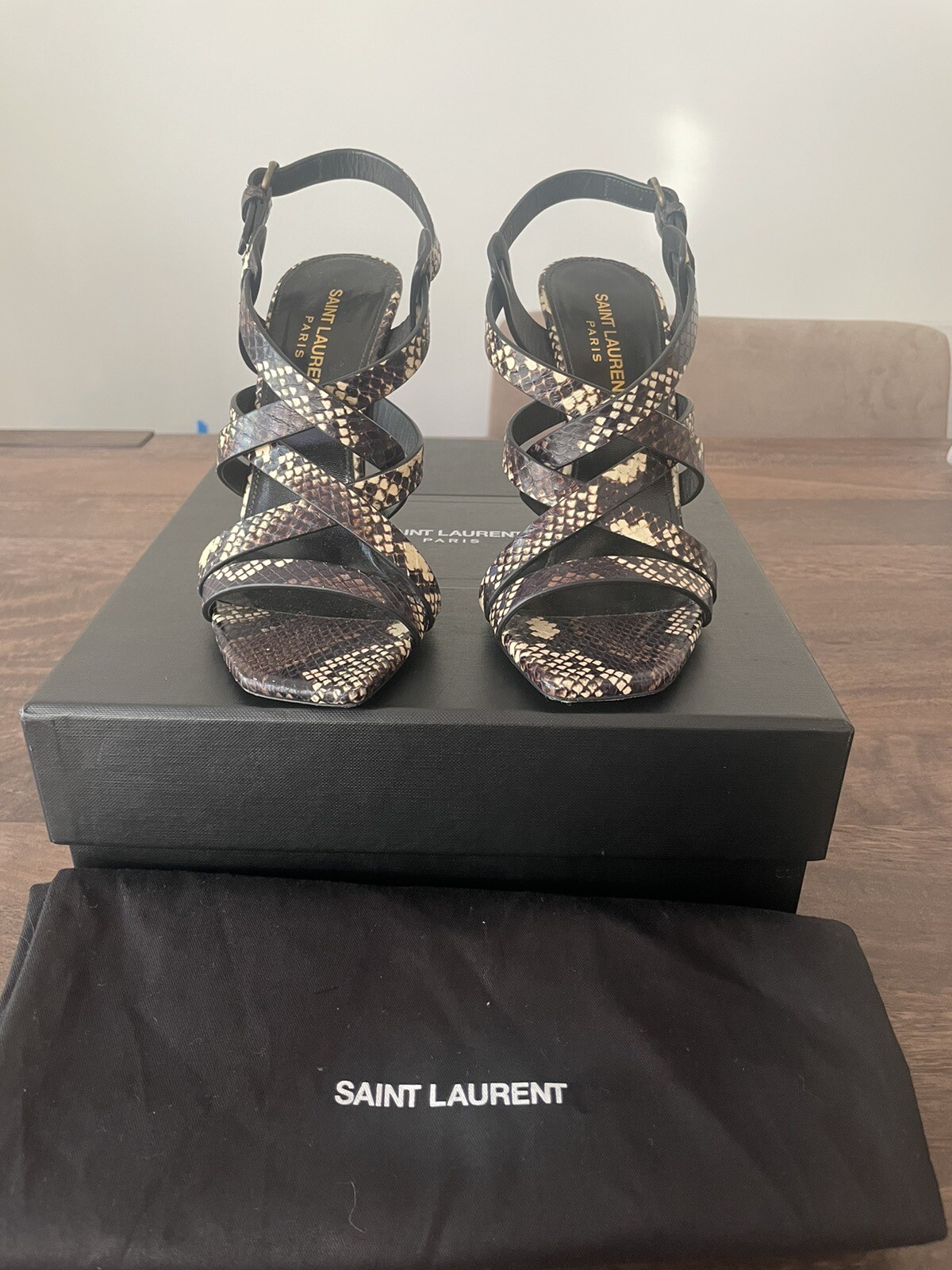 Sandali in pelle di serpente Saint Laurent Bea taglia 36
